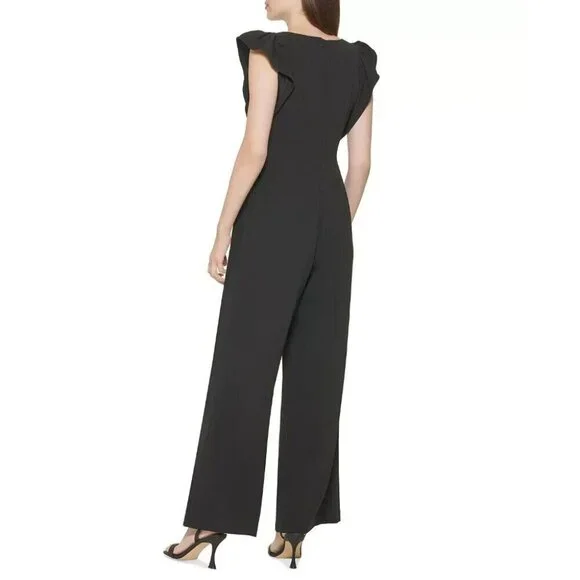 NEW! Calvin Klein Women's 14 Flutter-Sleeve Jumpsuit NWT $139 - Picture 2 of 3